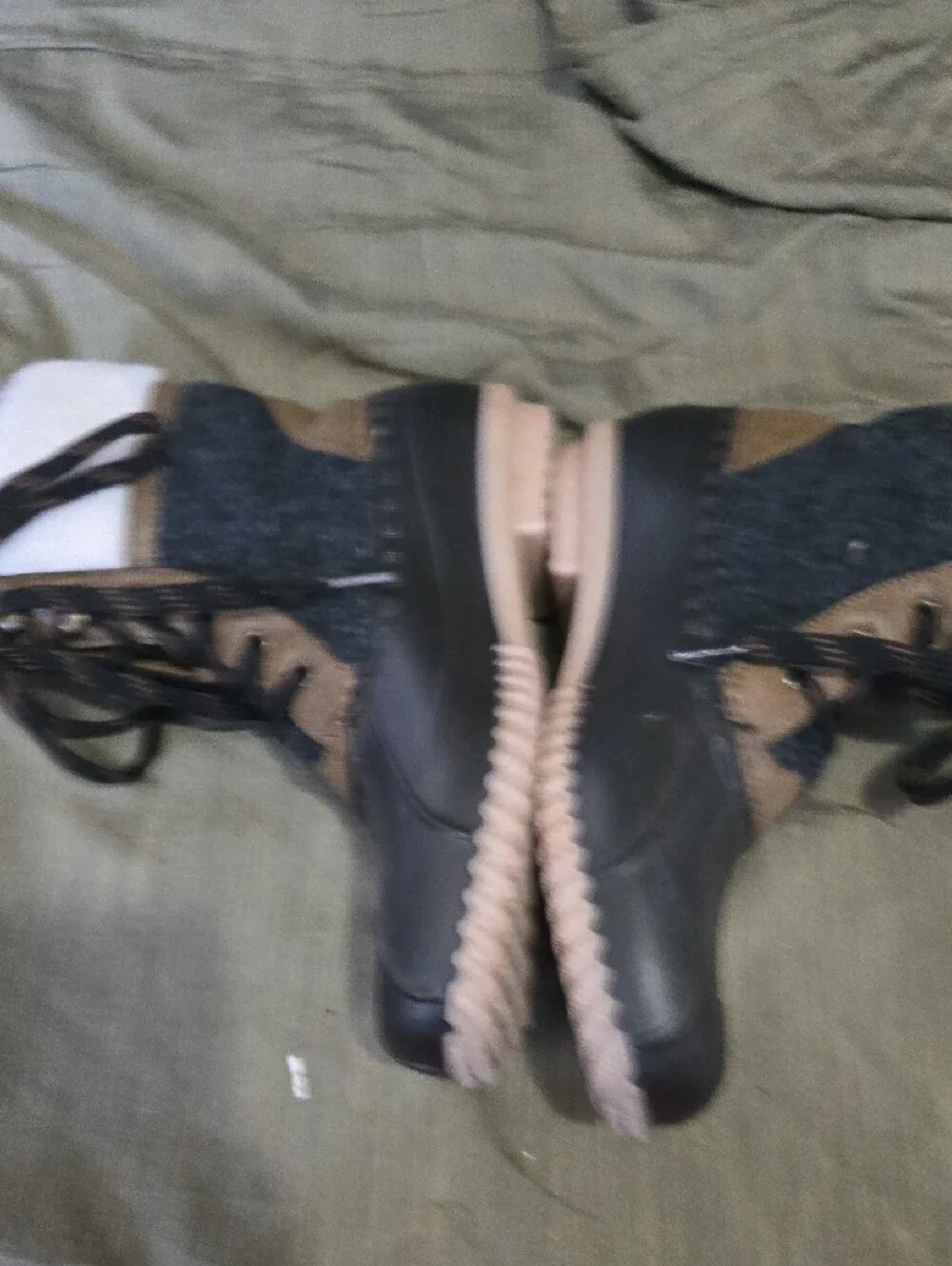 Maurices Black and Brown Sherpa-Lined Lace-Up Duck Boots
